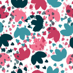 Obraz premium Seamless pattern with colorful pattern of abstract flowers. Summer nature ornament. Large flowers in bloom.