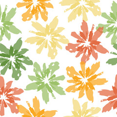 Obraz premium Background composition template vector for modern style. Abstract seamless with leaves, poppies.