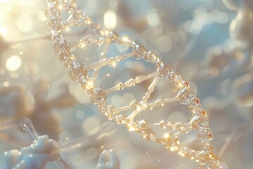 Close-Up of a Glowing DNA Strand - Scientific and Medical Concept for Biotechnology and Genetic Research
