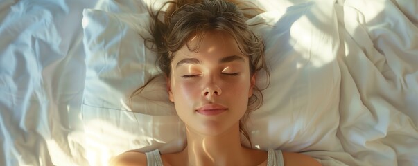 Woman Sleeping in Bed With Sunlight