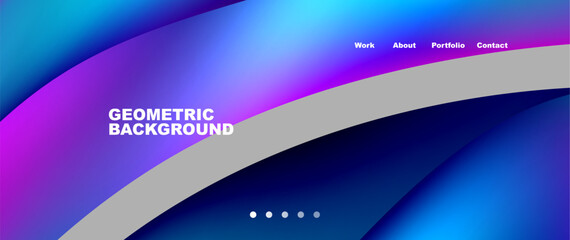 Web page design with geometric elements - circle and wave. Techno art concept. Vector Illustration For Wallpaper, Banner, Background, Card, Book Illustration, landing page