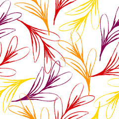 Colorful seamless pattern with crazy psychedelic organic abstract elements, print with plant and mushrooms