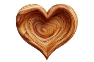 Enchanted Wooden Heart Whispers on White or PNG Transparent Background.