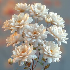 Obraz premium Exquisite 3D Chrysanthemum Bouquet with Realistic Textures in Stunning 8K HD Detail