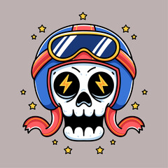 Cartoon retro skull helmet