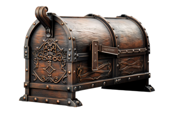 Whimsical Woodwork: A Magnificent Mailbox on White or PNG Transparent Background.