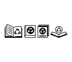 book recycle icons symbol vector design simple black white illustration collections sets