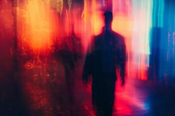 Fototapeta premium abstract stunning photo effect fog smoke light gradient vivid color of human portrait stylish graphic of camera techniv portrait