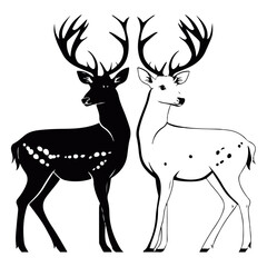 Simple deer designs, black vector illustrations on white background