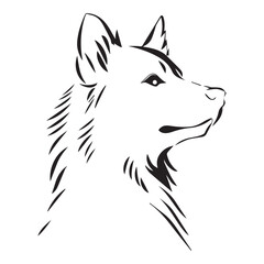 Simple dog head logo icon, black vector illustration on white background