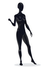 Mannequin silhouette of women. Flat female fashion character front view, girl. Human body clothing template. Vector Illustration