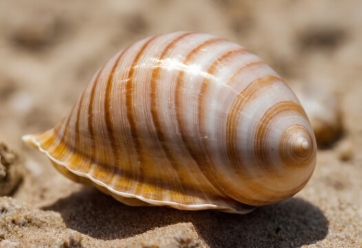 Macro image of a lined moon sea shell natica lineata