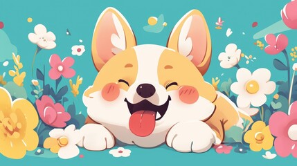 Adorable Corgi 2d Banner Label
