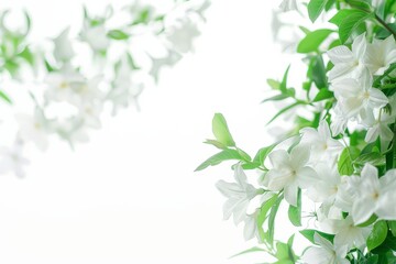 flower Photography, Jasminum fluminense, copy space on right, Isolated on white Background