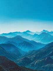 Fototapeta premium Cerulean heights of a clear, blue sky over rolling hills.