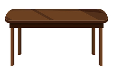 Table furniture of wood, interior wooden desk. Empty wooden table isolated illustration on white background. Vector illustration of platform or stand
