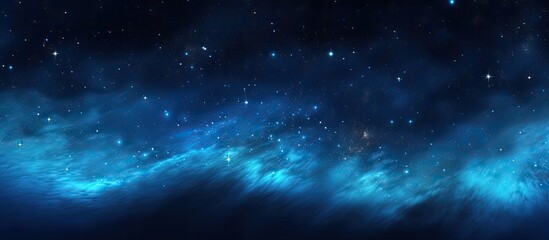 Naklejka premium Starry sky captured with a long exposure photography technique, showcasing space stars against a dark background with copy space image.