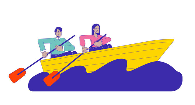 people rowing yellow boat on blue water clip art preview