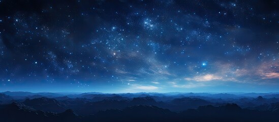 Fototapeta premium A stunning comet with a long tail shines brightly in the celestial night sky, set against a captivating background with copy space image for astronomical photography.