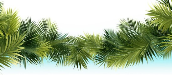 A photograph of palm leaves with a white background provides ample copy space image.