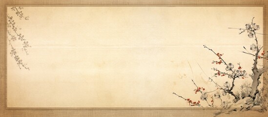 Aged brown rice paper texture background for Chinese painting or Japanese arts with copy space image.