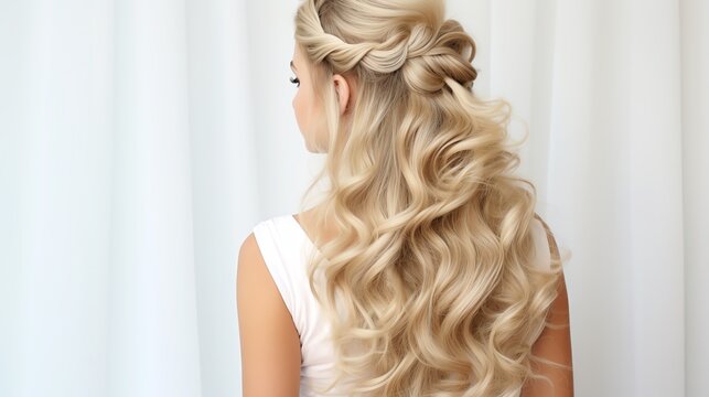 A halo braid with loose curls