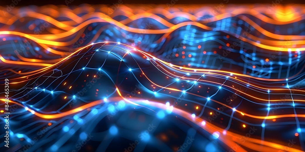 Aufkleber vibrant 3d animation of neural network chatbot ai deep learning model. concept 3d animation, neural 