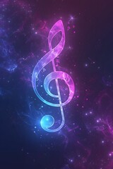 a treble clef with e nebula glow