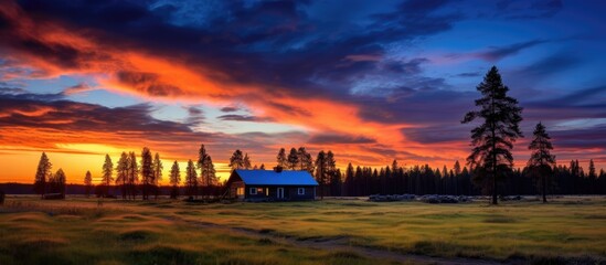 Obraz premium A picturesque countryside scene on an early summer morning with ample copy space image available.