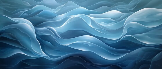 Obraz premium An abstract design featuring soft, flowing wave patterns in various shades of light blue, evoking a sense of serenity and fluidity