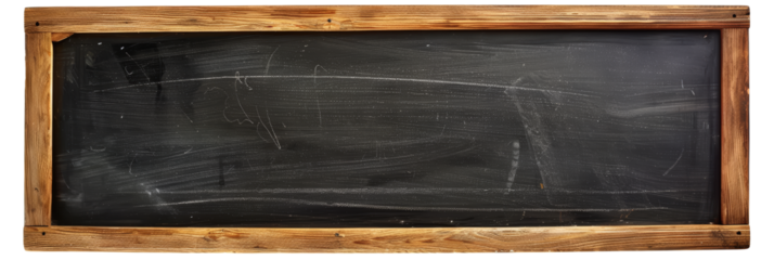Rustic wooden framed black chalkboard for education or business transparent background