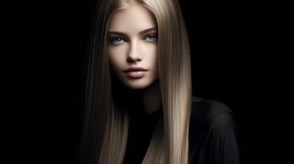 Fototapeta premium Long, straight hair with a deep side part
