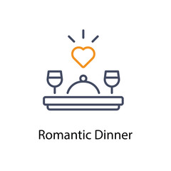 Romantic Dinner icons vector set stock illustration.