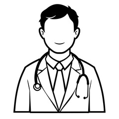 Doctor man vector illustration. Doctor in white coat. Stethoscope.