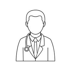 Doctor man vector illustration. Doctor in white coat. Stethoscope.