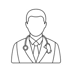 Fototapeta premium Doctor man vector illustration. Doctor in white coat. Stethoscope.