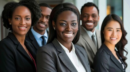 Fototapeta premium Portrait of successful group of multiethnic informal business people