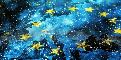 European Union Flag With Gold Stars. Generative AI