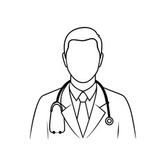 Fototapeta premium Doctor man vector illustration. Doctor in white coat. Stethoscope.