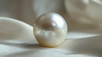 A Single Pearl Rests on a Soft White Fabric
