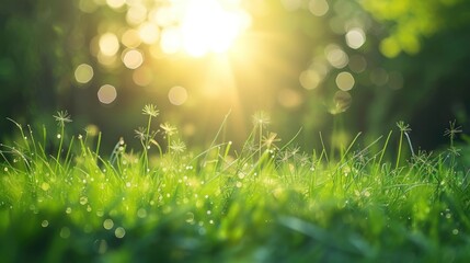 Obraz premium Vibrant grassland basking in the sunlight background