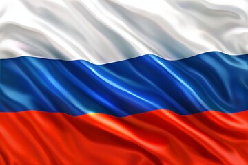 Fototapeta premium Waving Russian Flag in Close-Up View