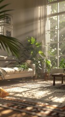 Fototapeta premium vertical shot home interior design background cosy ideas house decorative contemporary room natural light good vibe ambient atmosphere comfort relax element design concept
