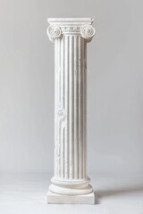 Fototapeta premium White Fluted Column With Ornamental Capital on a Grey Background
