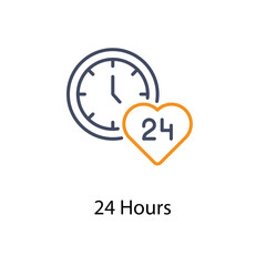 24 Hours icons vector set stock illustration.