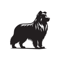 vector silhouette black dog in white background