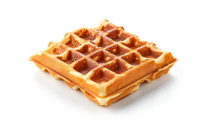 One tasty Belgian waffle isolated on white