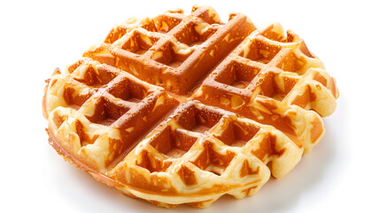One tasty Belgian waffle isolated on white
