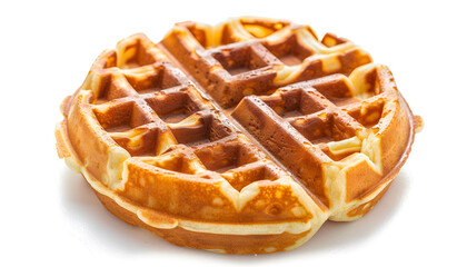 One tasty Belgian waffle isolated on white