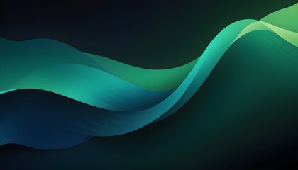 Fototapeta premium Smooth gradient background green black color abstract wave backdrop, banner poster header design 
